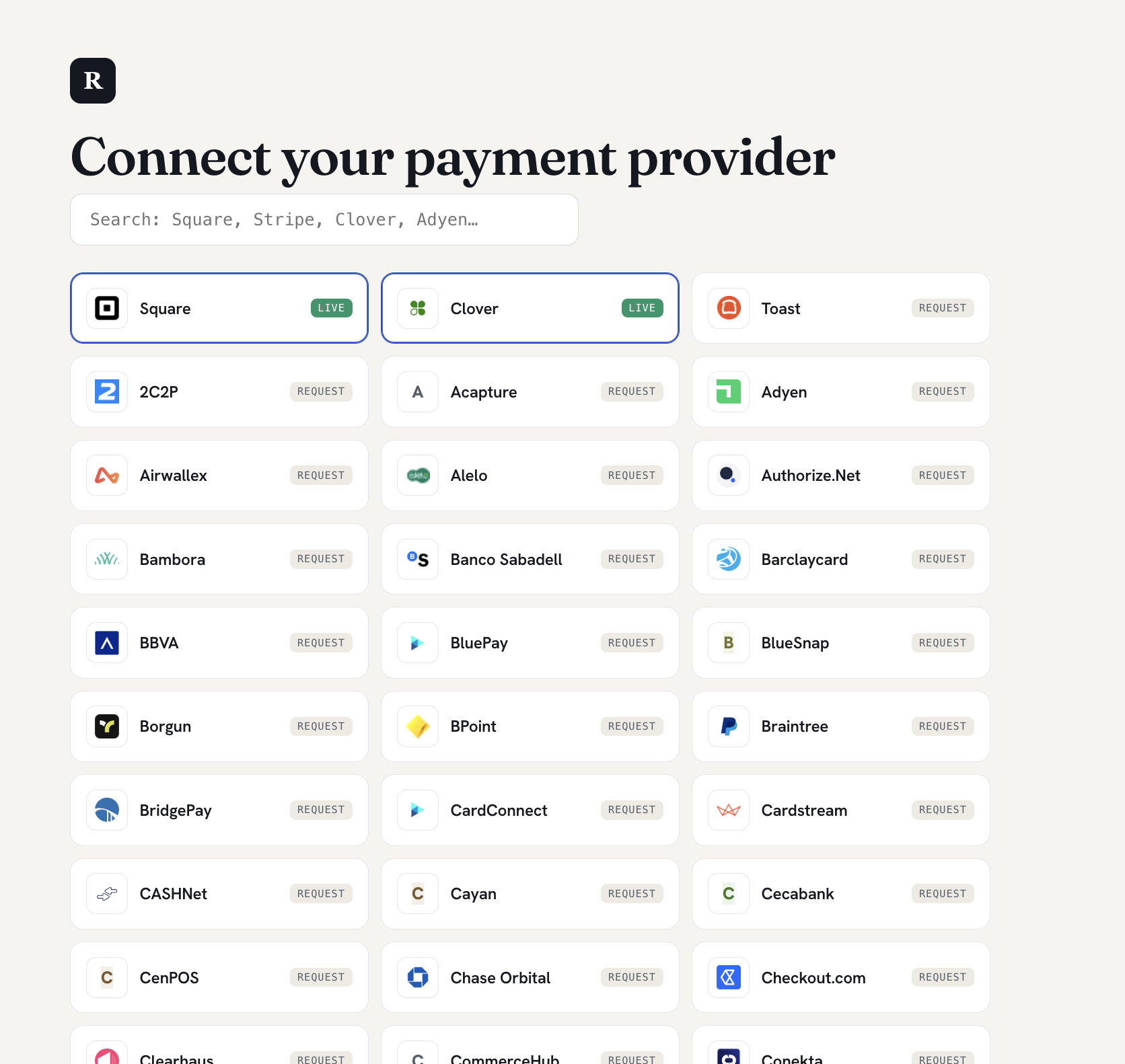 Connect your payment provider