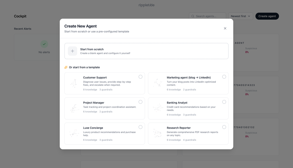 Create a new agent in Rippletide