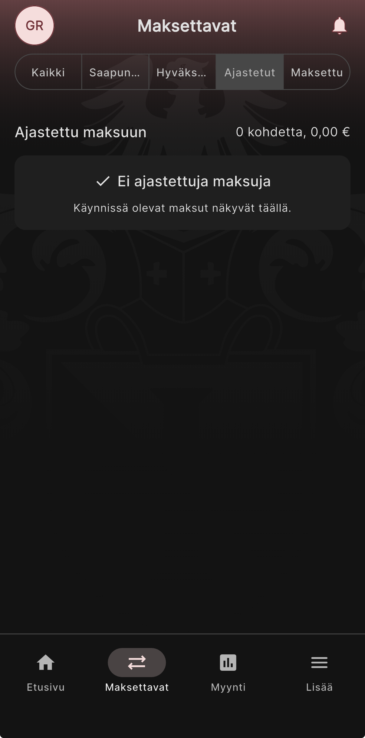 Risen Mobiilisovelluksen Maksettavat Näkymä, Ajastetut Välilehti