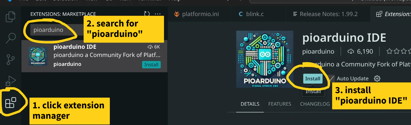 Install Pioarduino