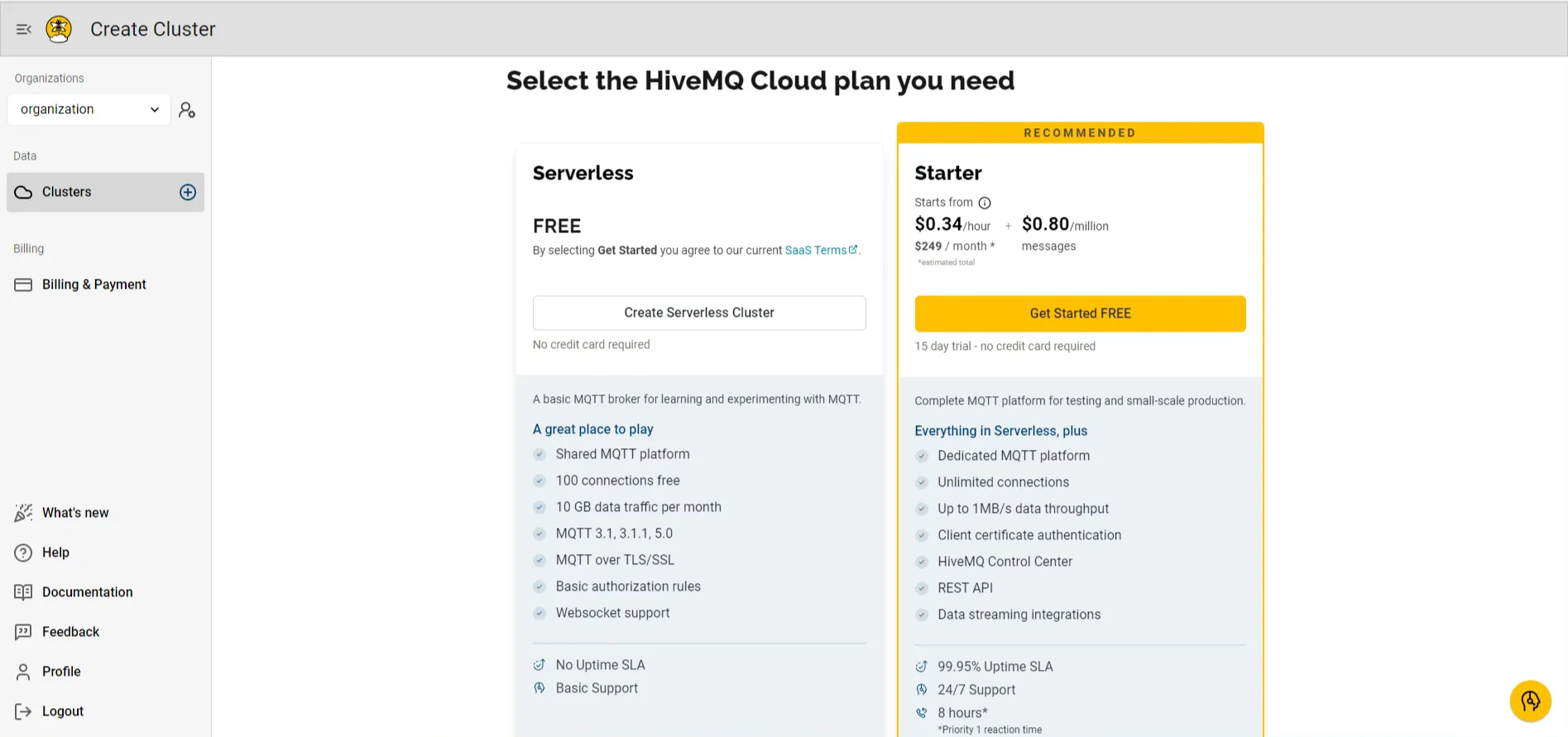HiveMQ Cloud Free Plans