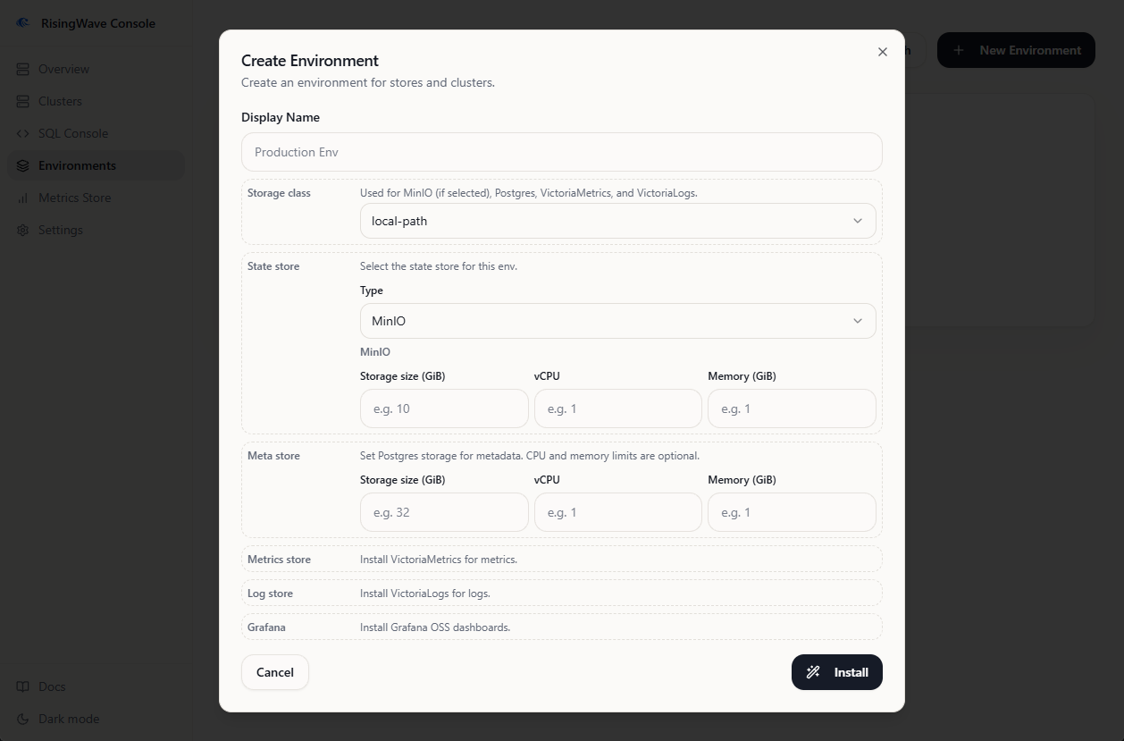 Manage Kubernetes environments - RisingWave