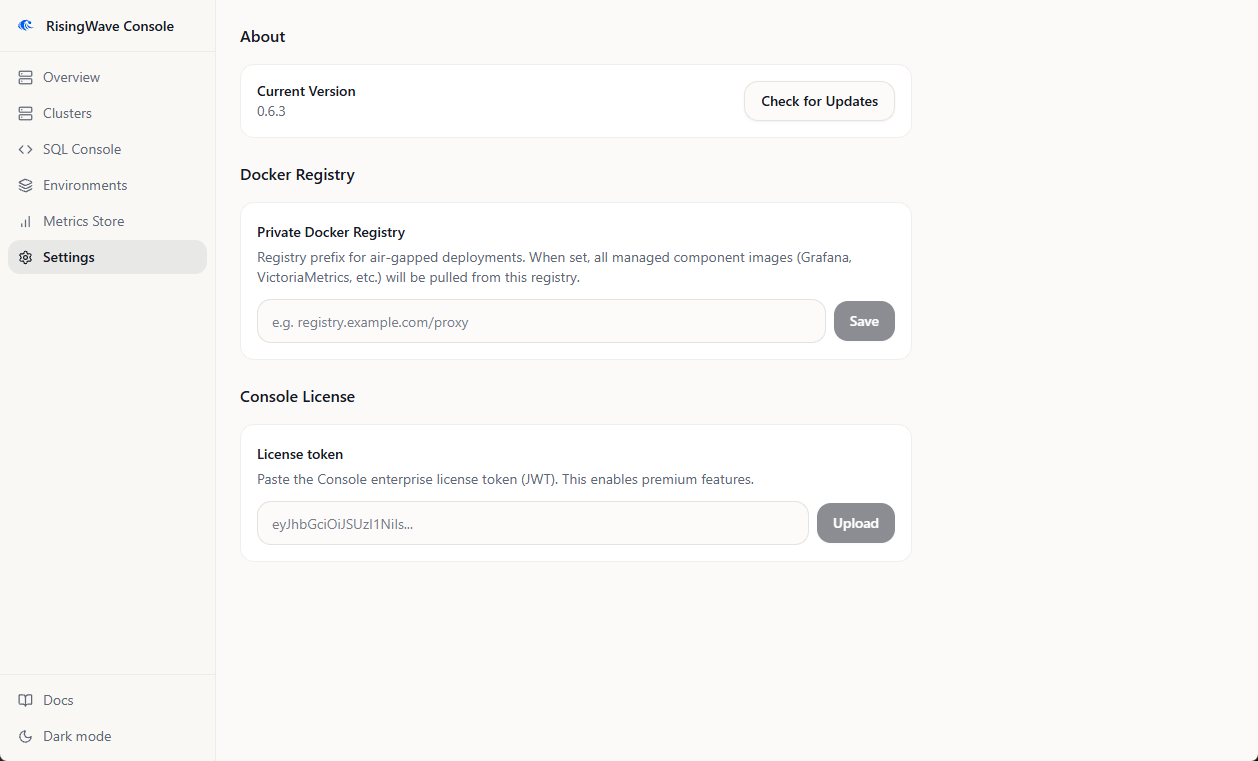 Manage license keys - RisingWave