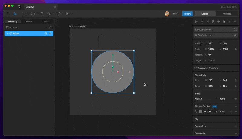 Enabling vector feathering with the feather icon on a fill or stroke layer, or the feather toggle in the options panel