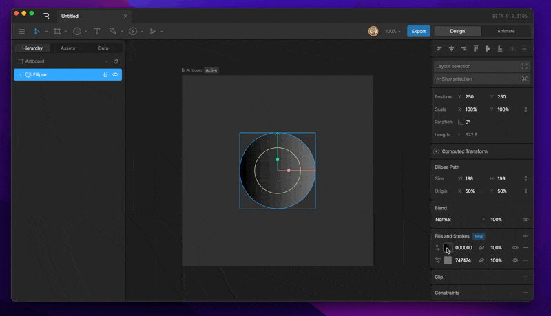 Changing the fill type with the Fill Selector menu at the top of the Color Picker
