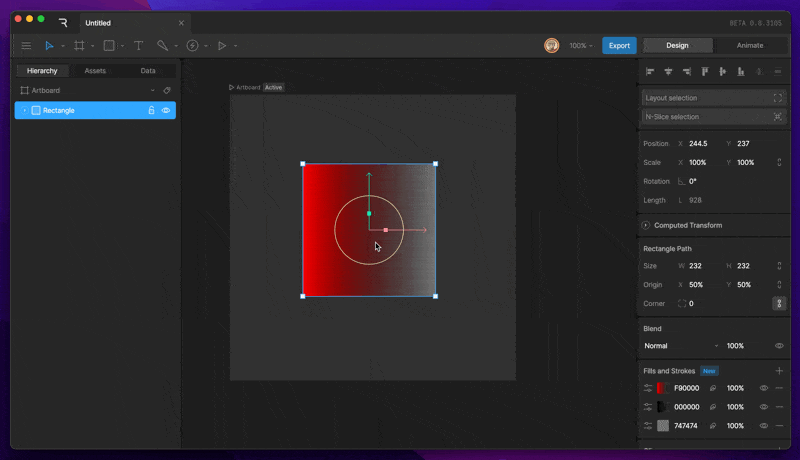 Deleting a fill with the minus icon and hiding a fill with the eye icon in the Fill and Stroke section