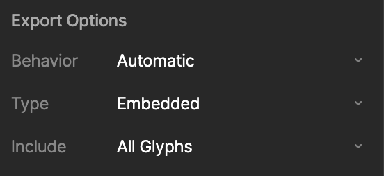 Export options