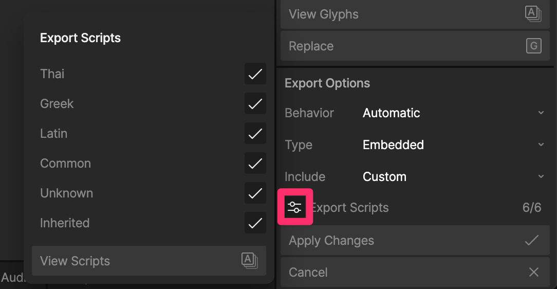 Export scripts
