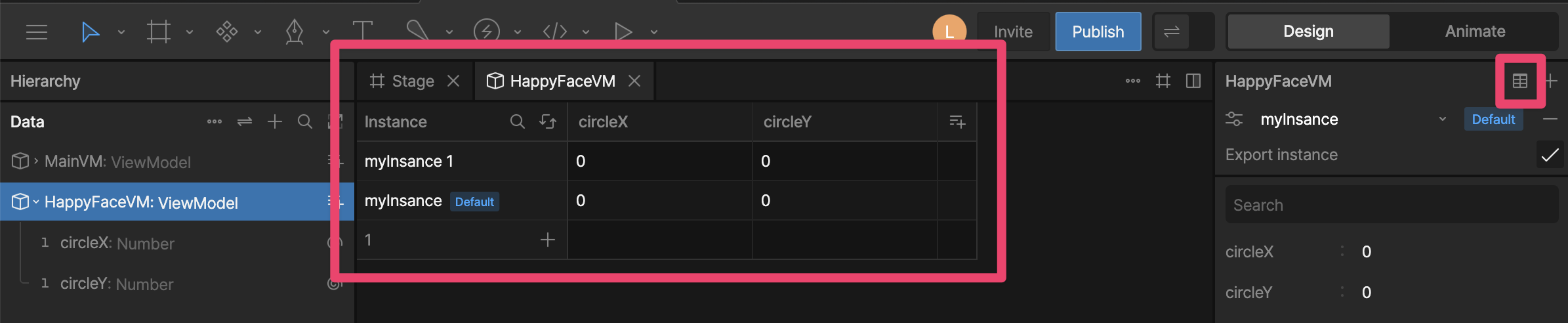 Open table data
