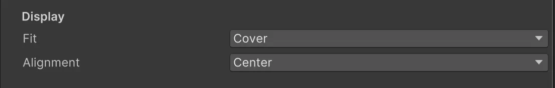 The Fit and Alignment dropdowns in the Unity inspector