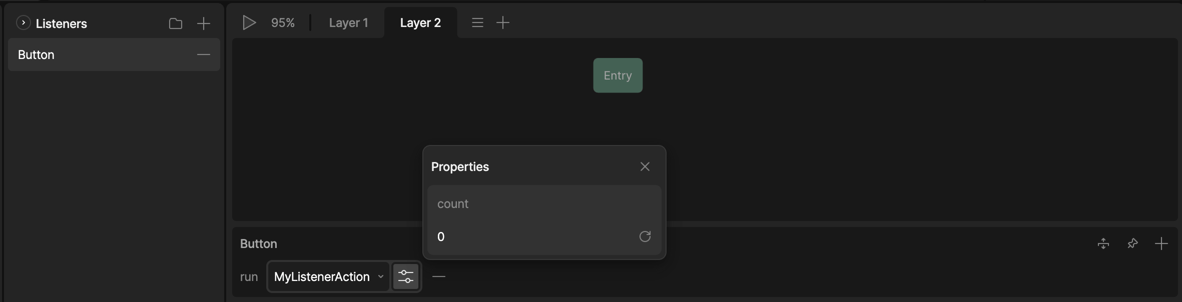 listener action script inputs