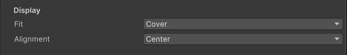 The Fit and Alignment dropdowns in the Unity inspector