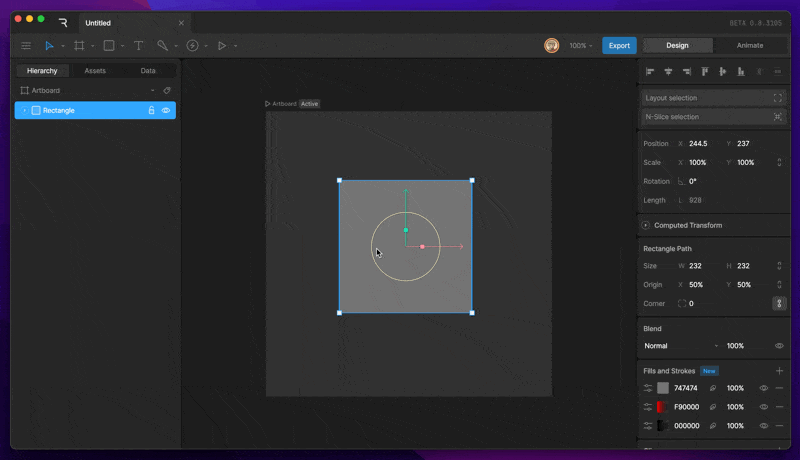 Reordering fills by dragging a fill layer, changing which fill renders in front