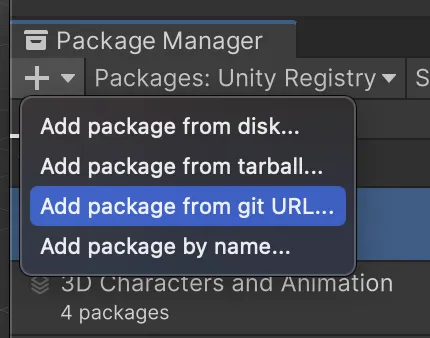 Add package from git URL field in the Package Manager