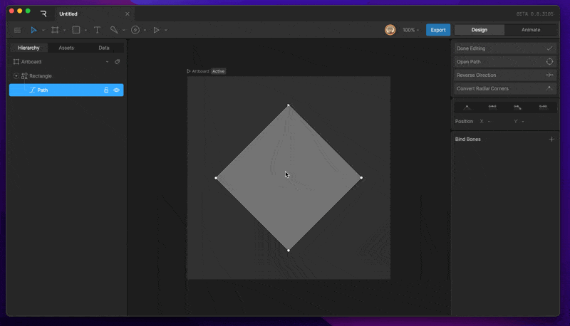 Mirrored bezier handles on a vertex mirroring each other as they are dragged