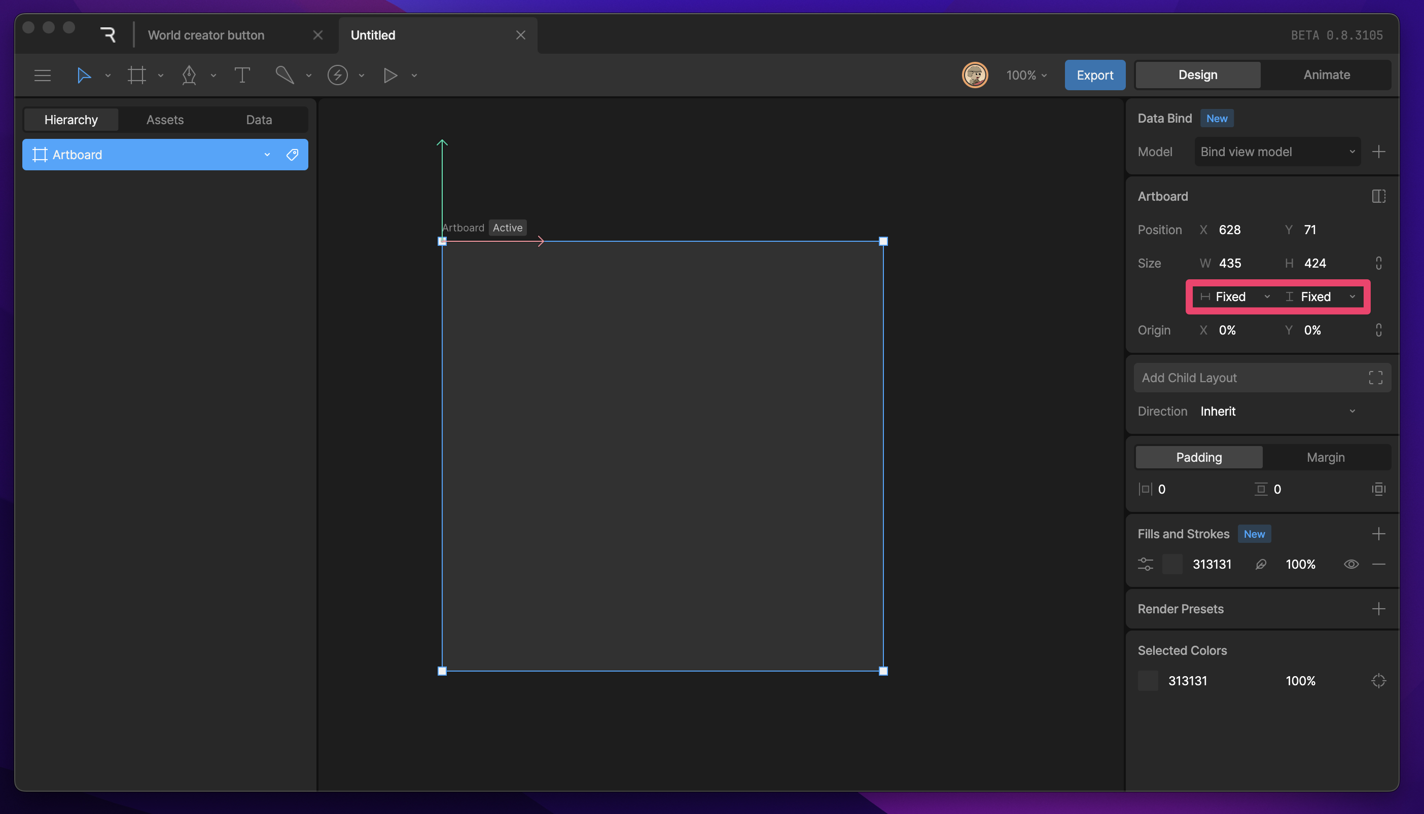 Size Type dropdown showing fit mode options under the Width and Height fields