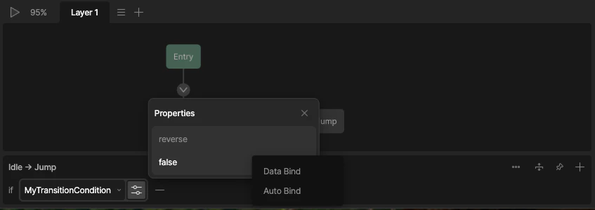 data binding transition script inputs