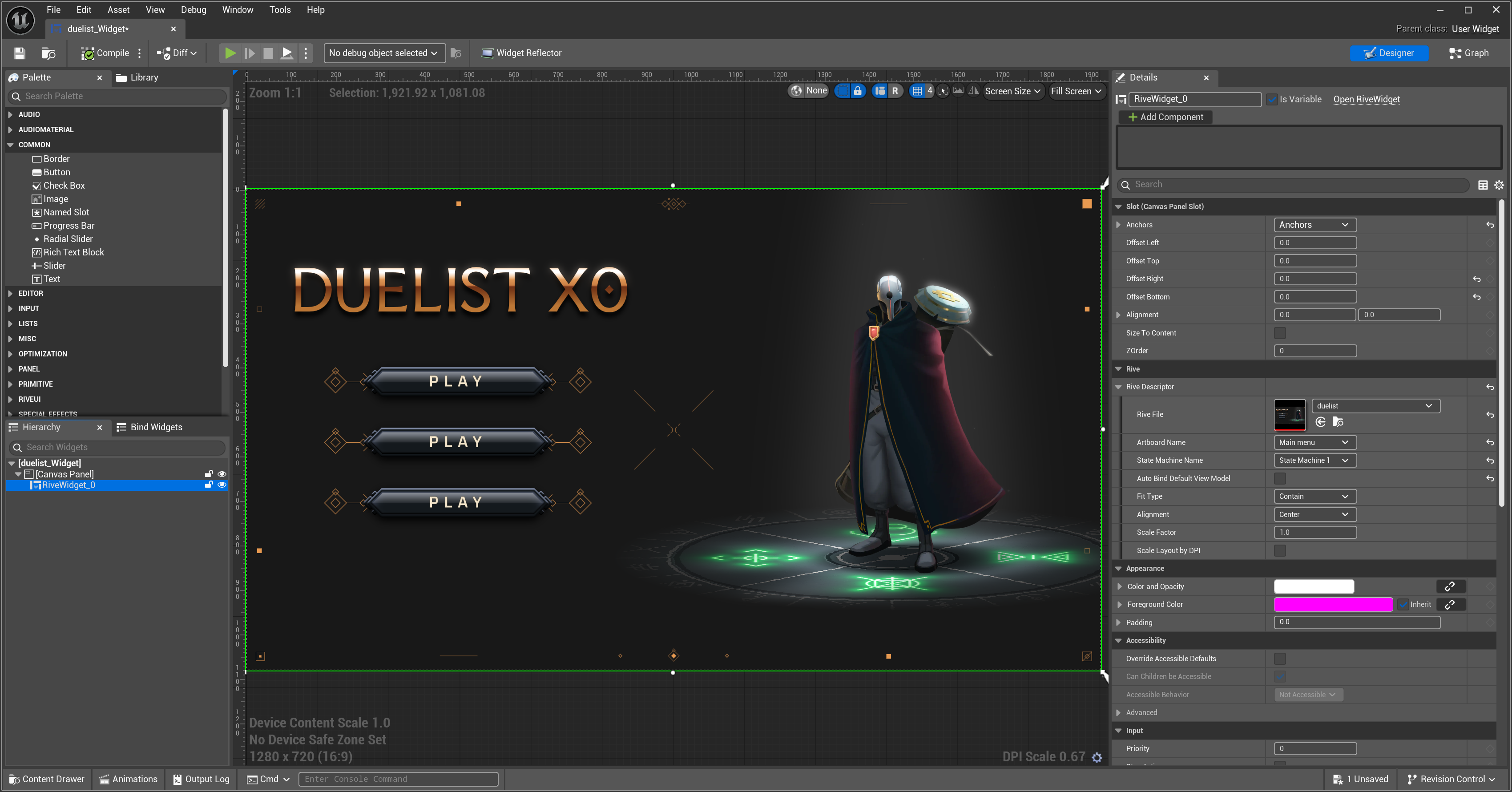 Duelist Widget Inspector