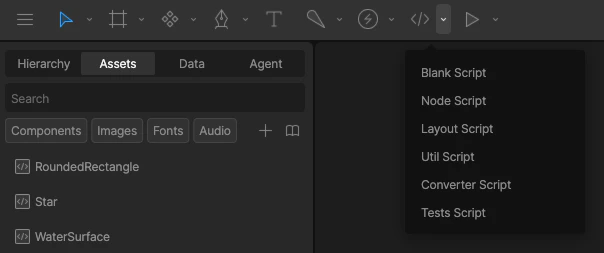 Create Script from Assets Panel