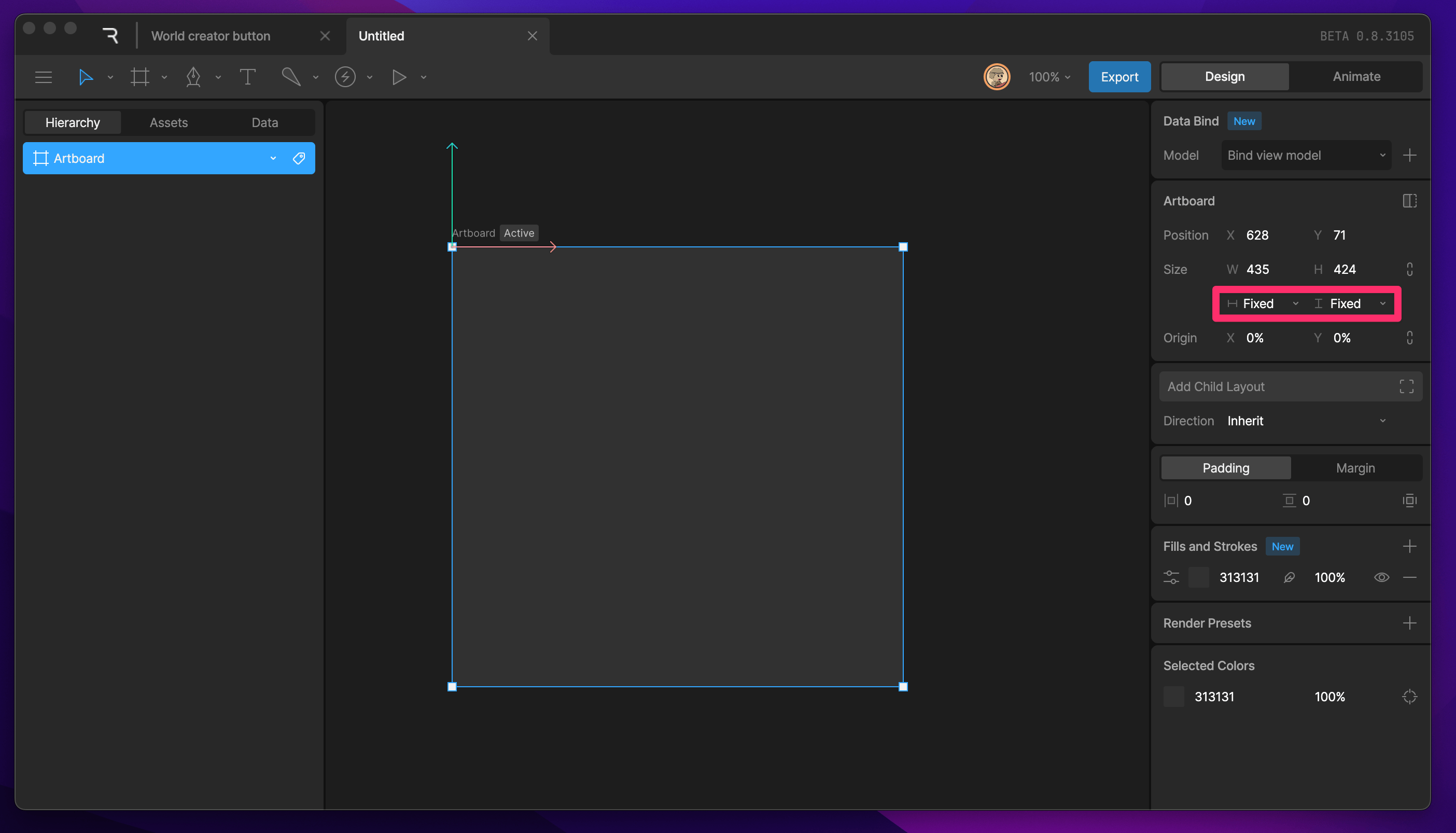 Size Type dropdown showing fit mode options under the Width and Height fields