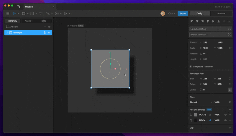 Setting the feather Space option in the feather options