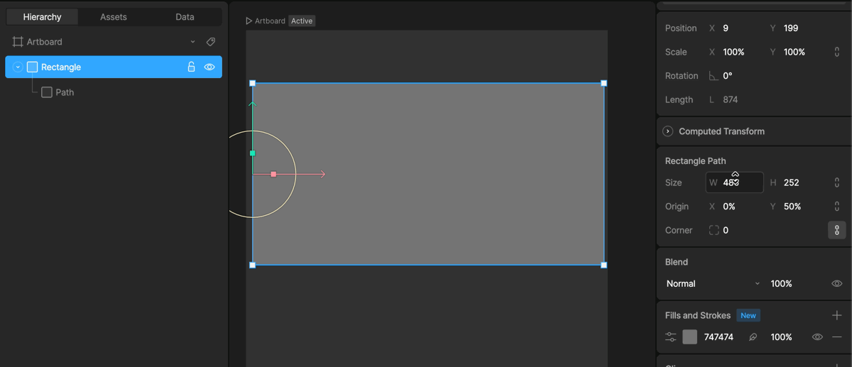 Changing the width of a rectangle with the origin on the left at 0% X, so it grows from the left