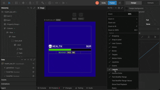 toggle layouts visibility