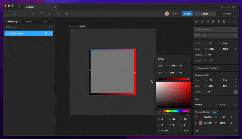 Adding a color stopper by clicking an empty spot on the gradient bar, and removing one with the Delete key