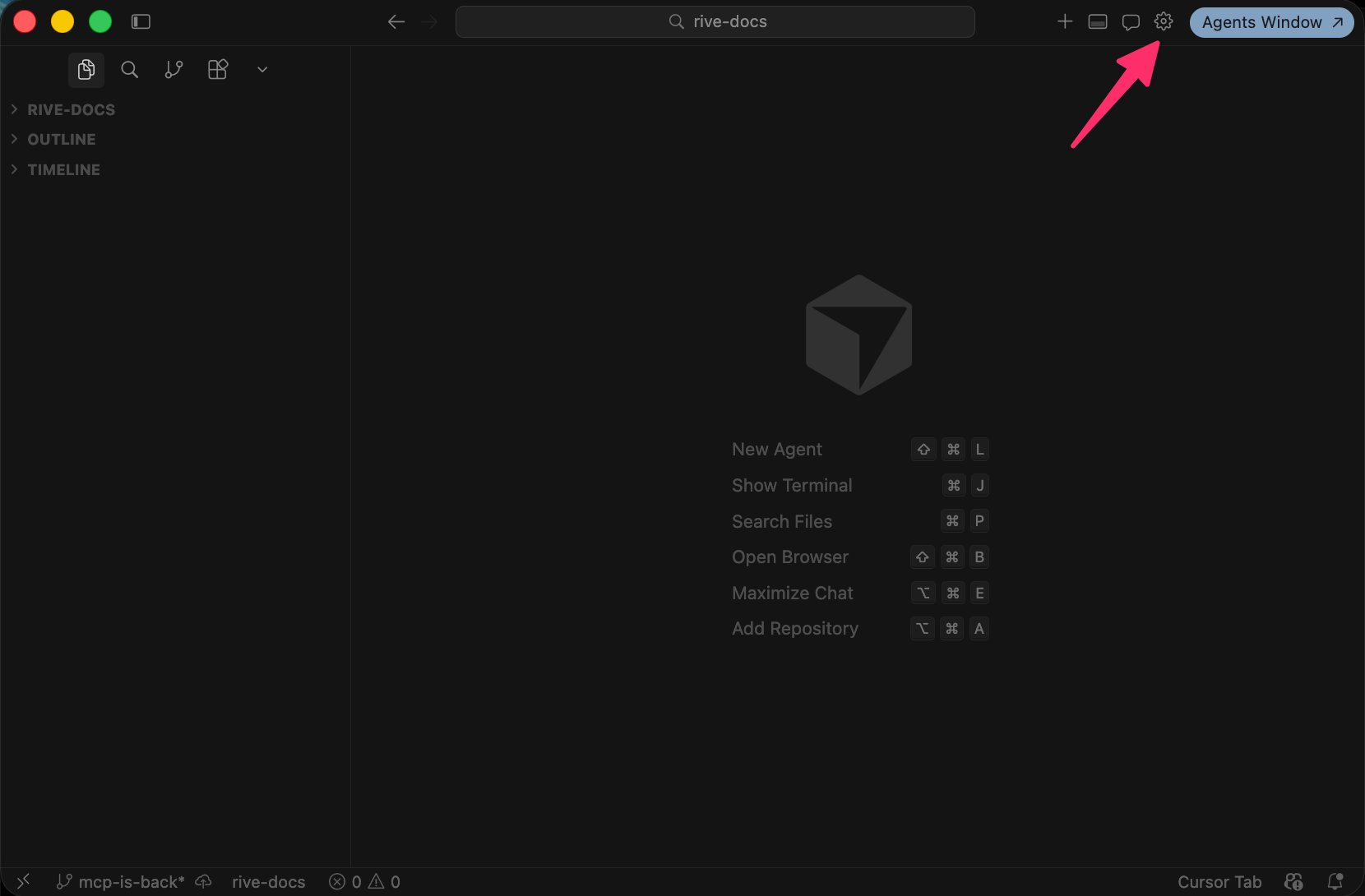 Open cursor settings