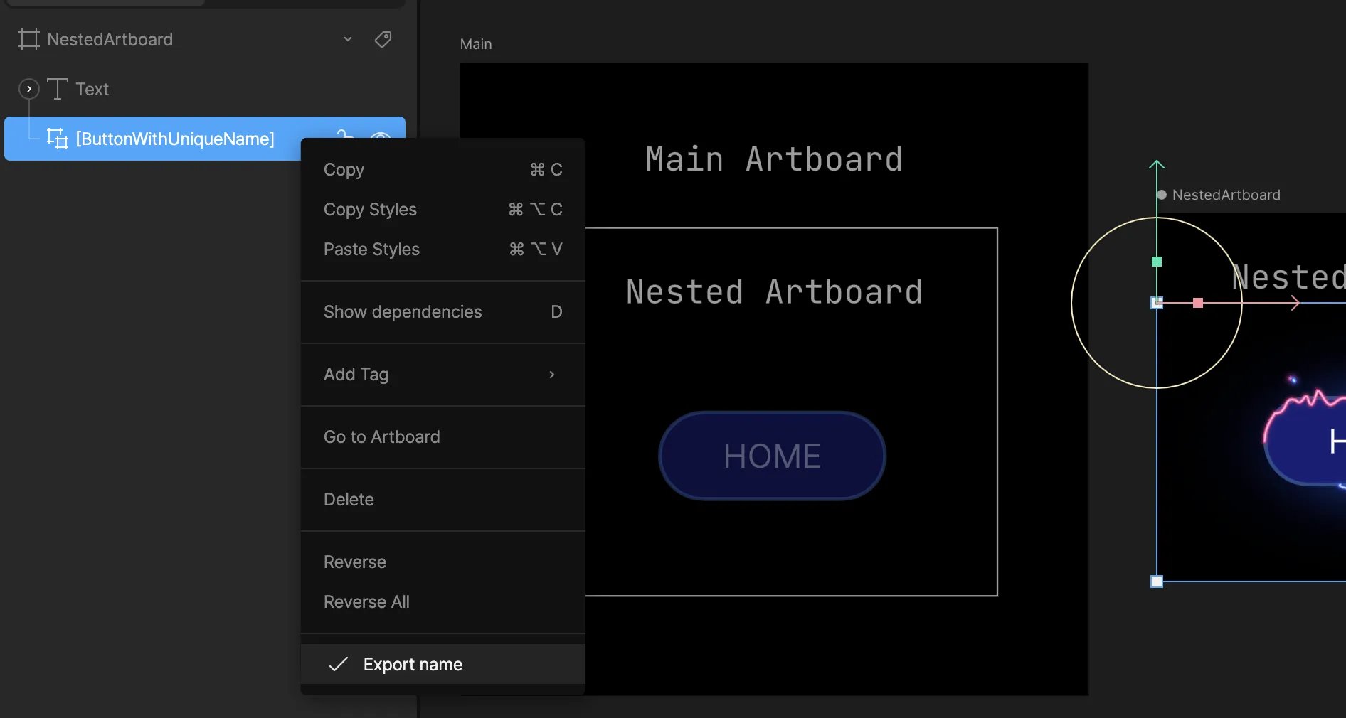 Export component
name