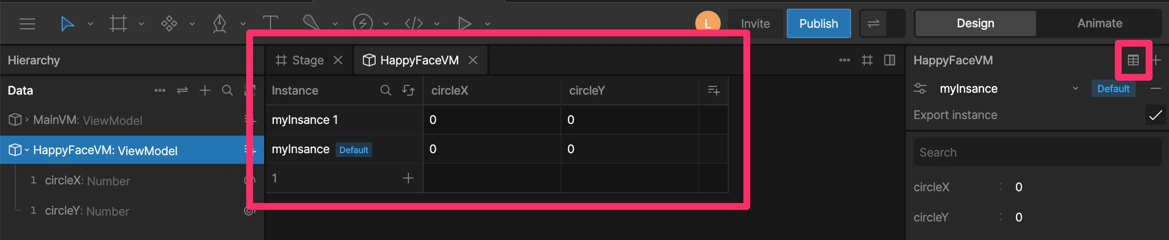 Open table data