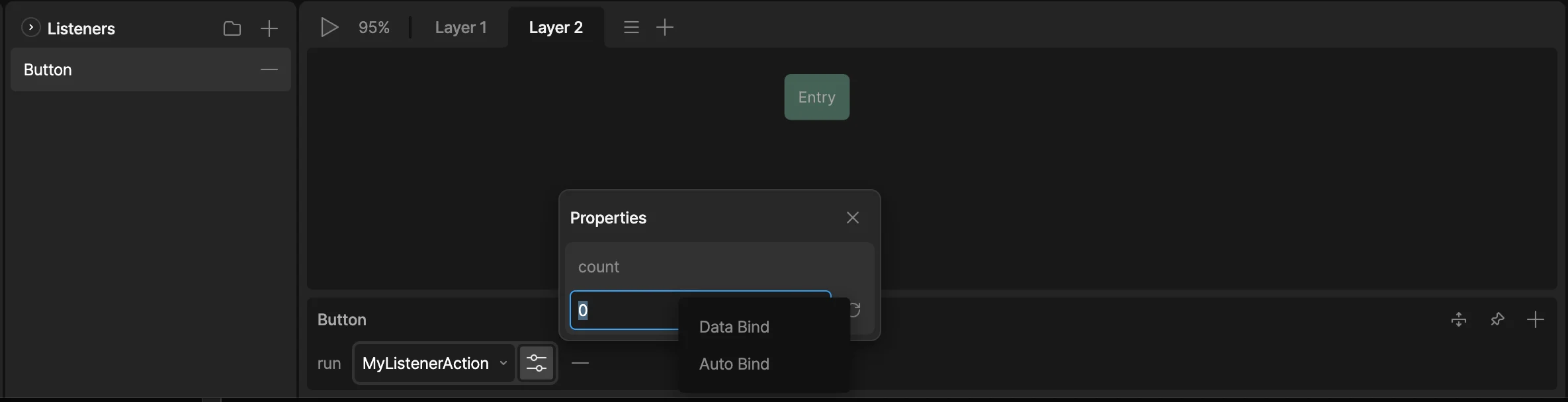 listener action script inputs