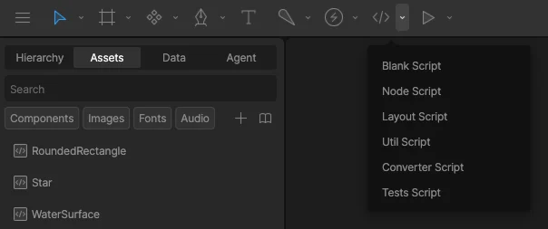Create Script from Assets Panel