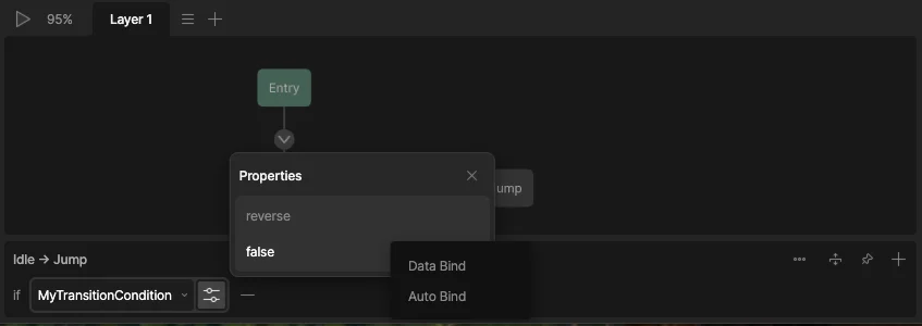 data binding transition script inputs