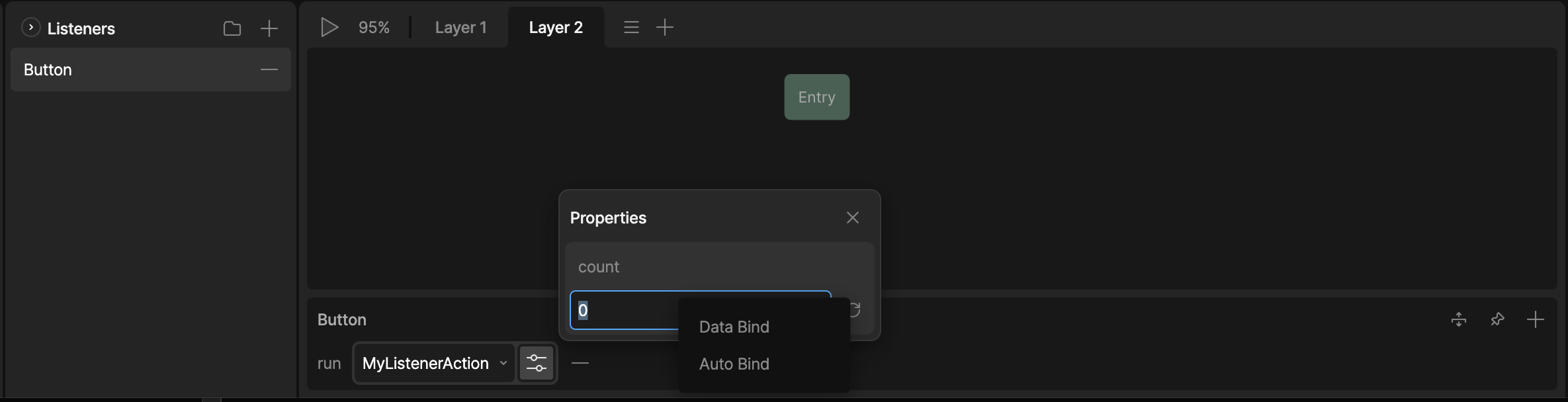 listener action script inputs