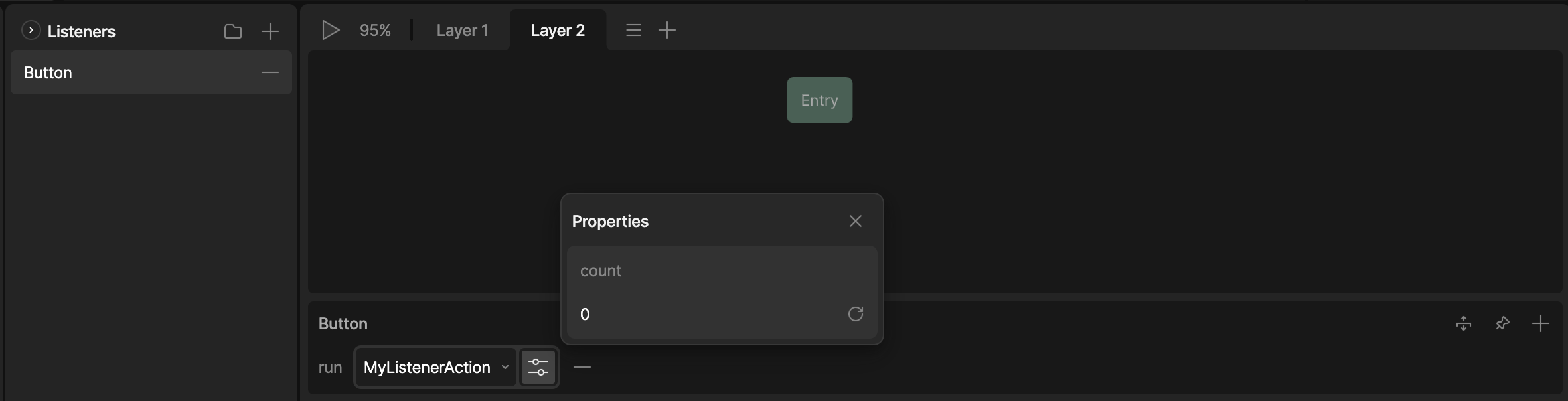 listener action script inputs