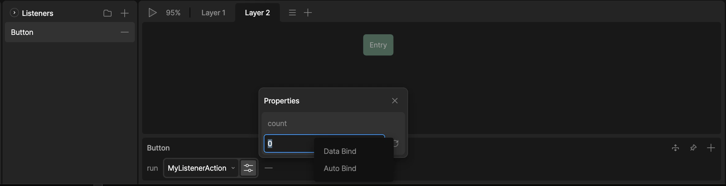 listener action script inputs