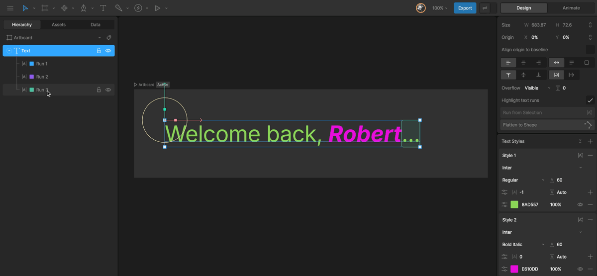 Apply a style to a chosen run