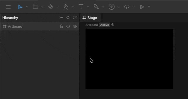 Placing a component instance by clicking the Component Tool dropdown, selecting a component, and clicking the stage
