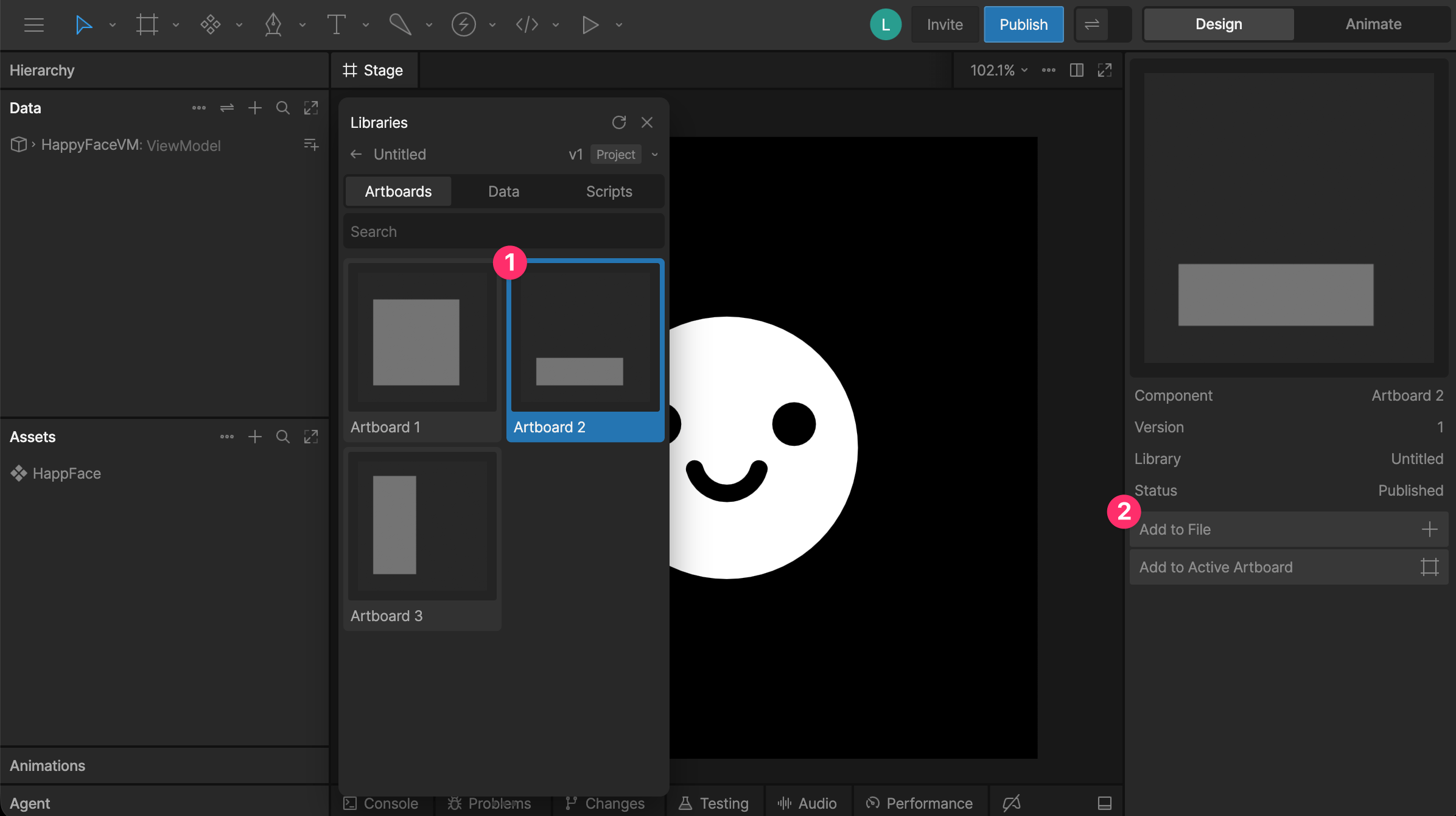 Add library component to file