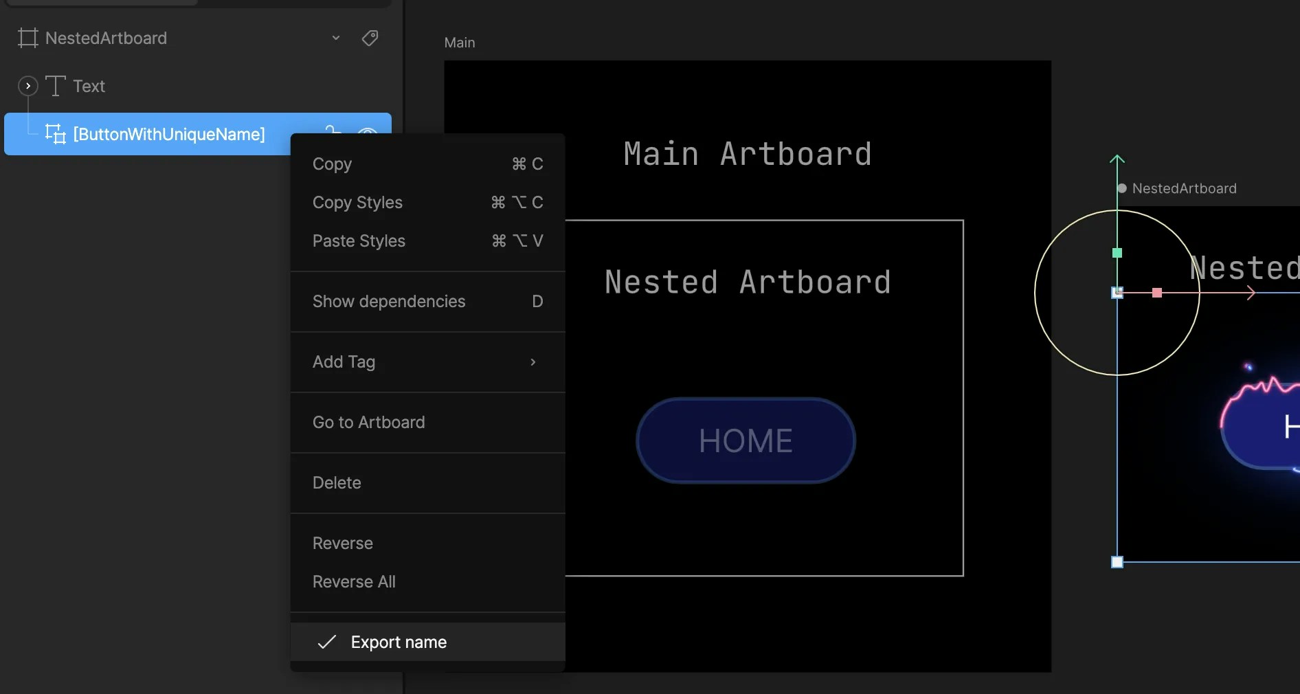 Export component
name