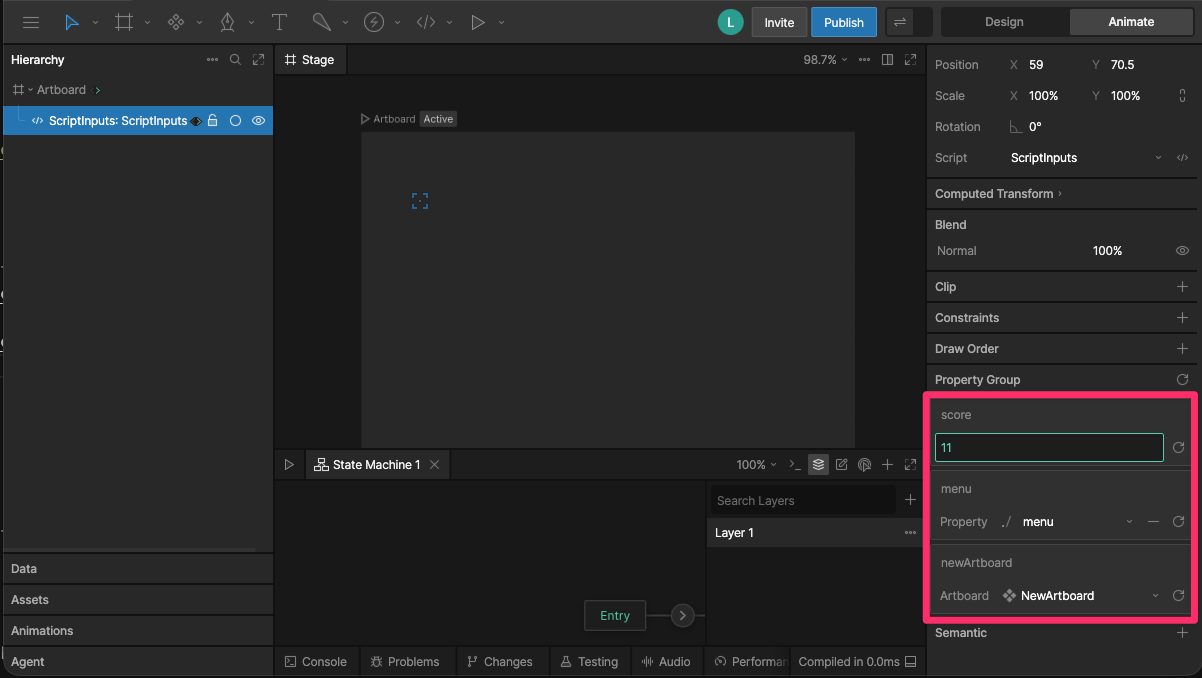 Node script input