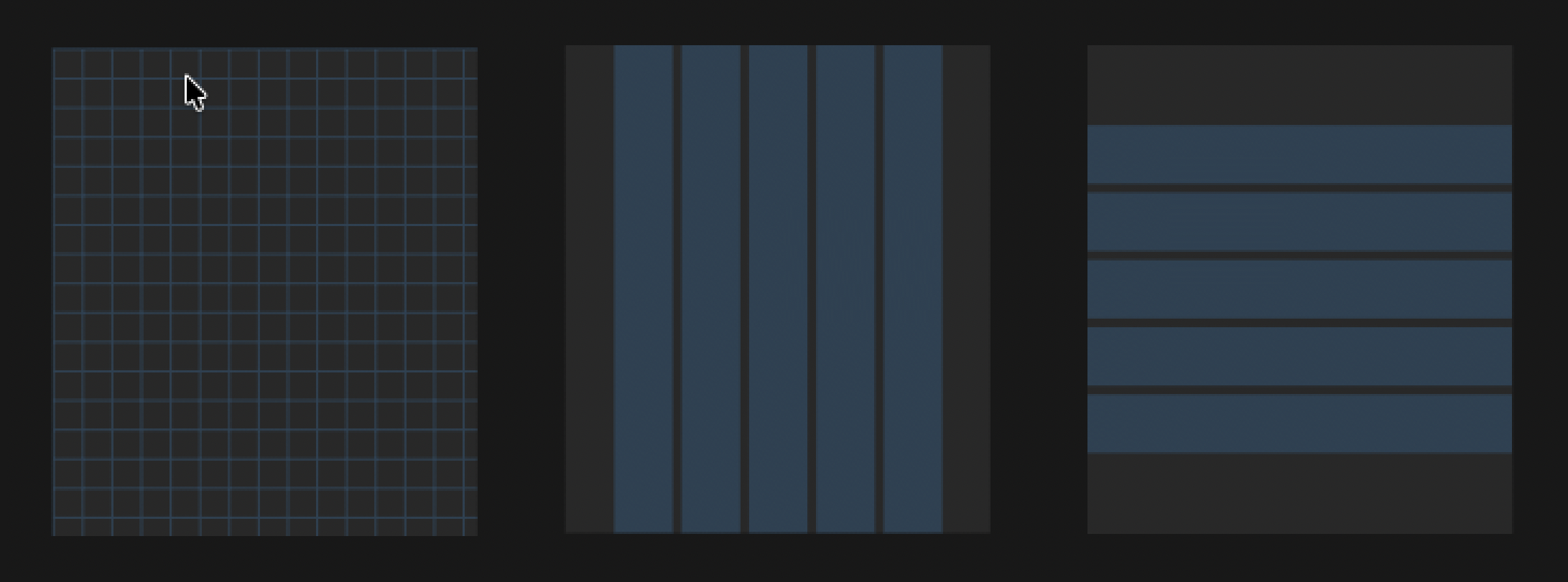 Guide types - rows, columns, grid