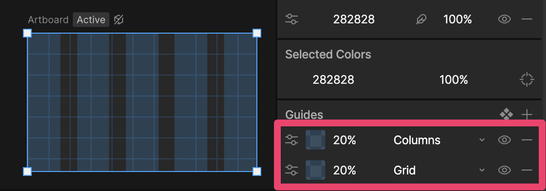 Multiple guides applied to the same artboard