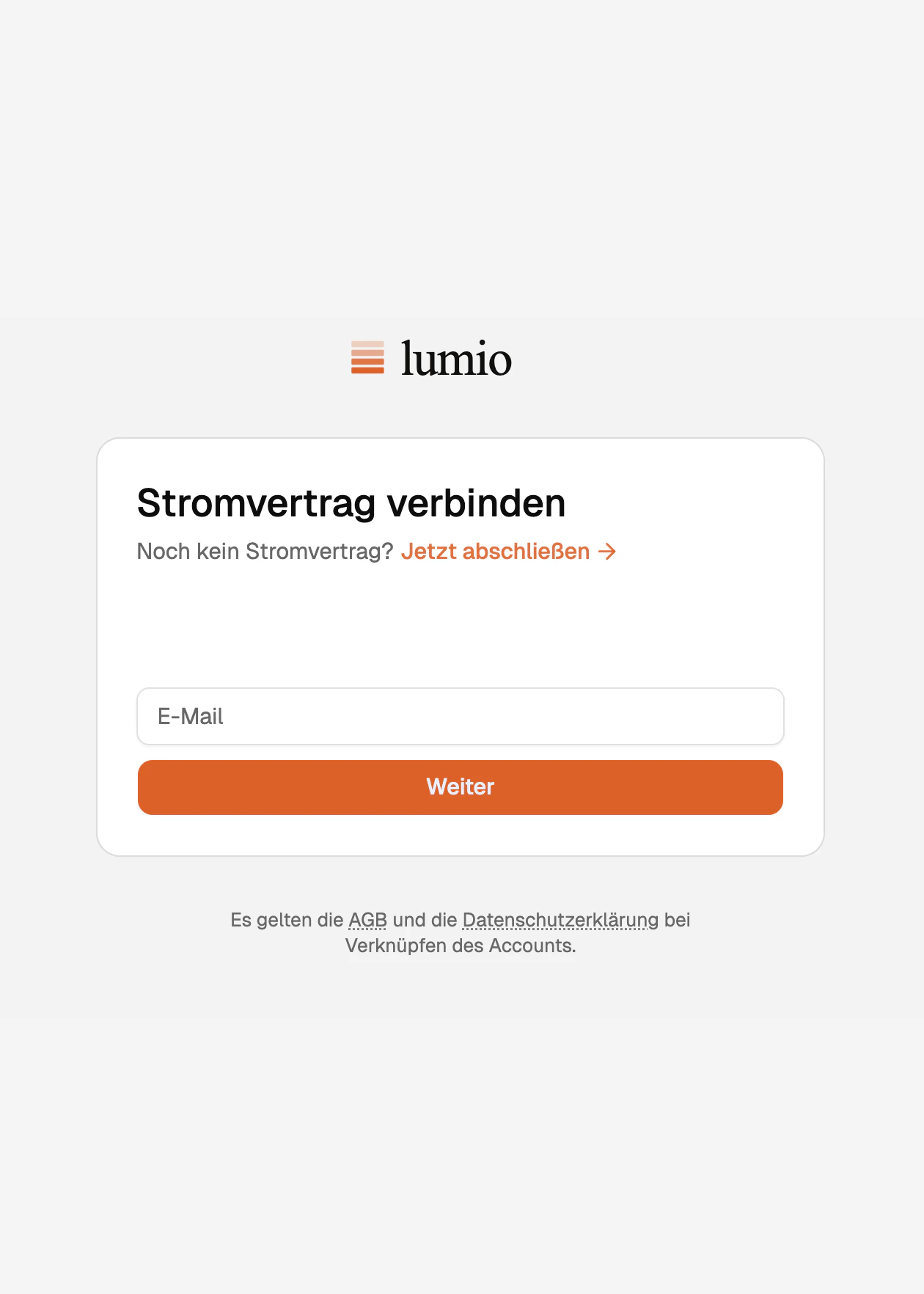 Hosted sign-in page asking the customer for the email address tied to their Nomos contract
