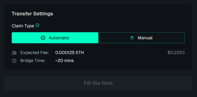 Claim type selector showing Automatic and Manual options