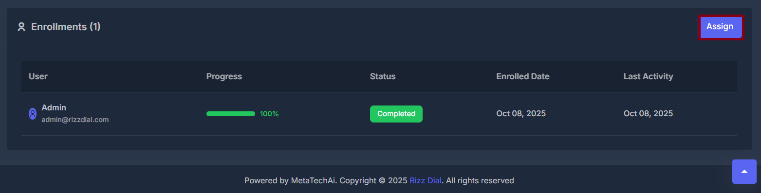 Enrollments Table Example