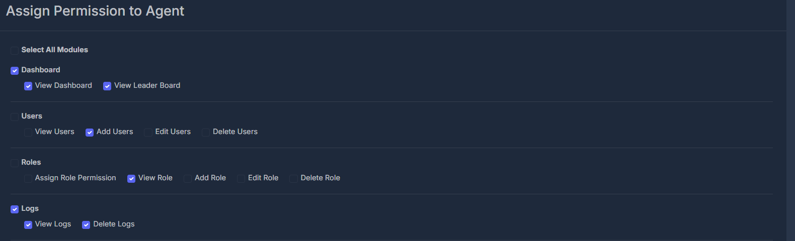 Permissions Management Interface