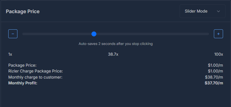 Package Price Slider