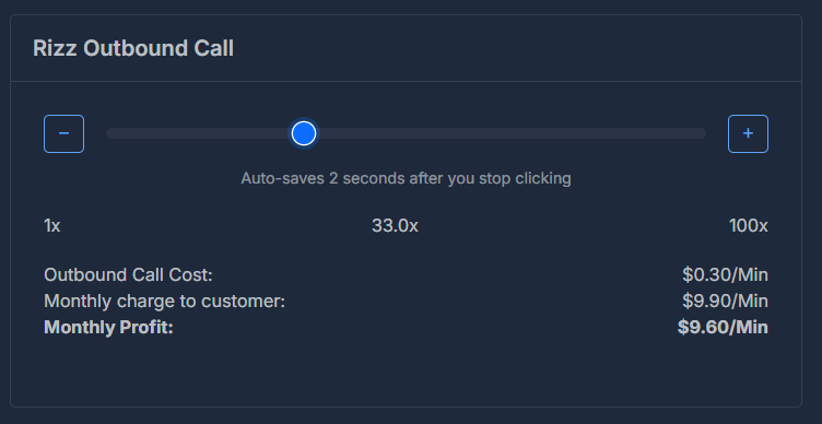Rizz Outbound Call Cost